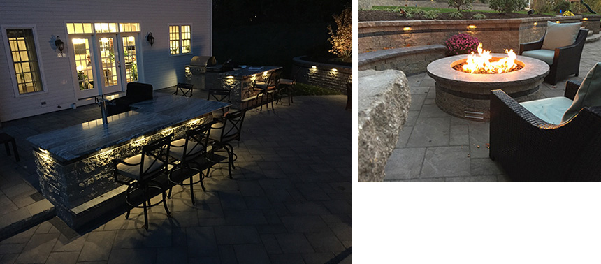 Outdoor lighting and fire pit in Farmington CT